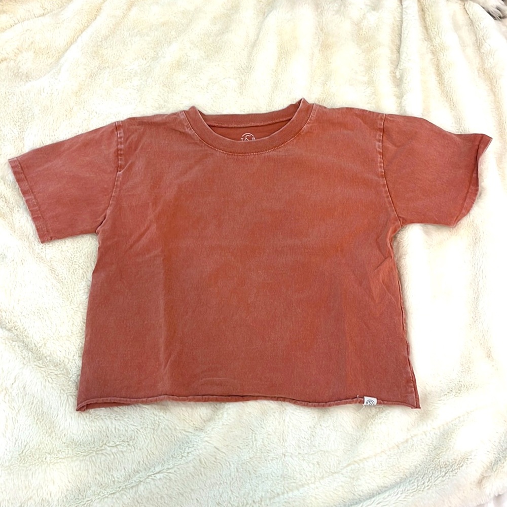 dark pink mid length cropped shirt